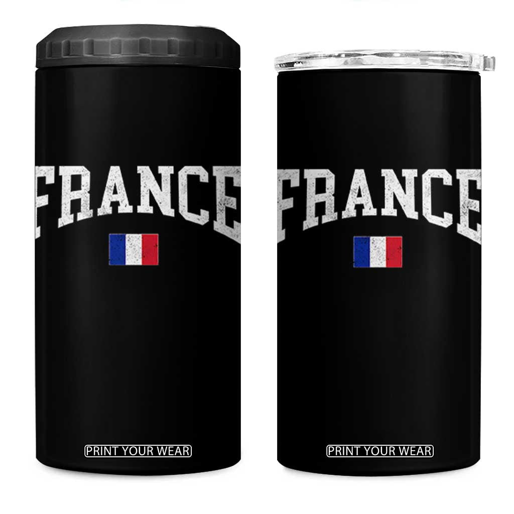 France Sports Throwback Design Vintage French Flag 4 in 1 Can Cooler Tumbler TS11 One Size: 16 oz Black Print Your Wear