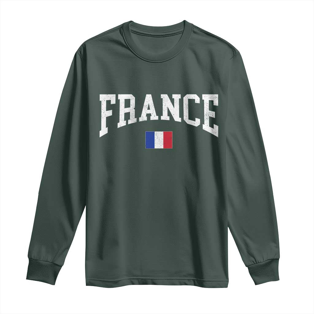 France Sports Throwback Design Vintage French Flag Long Sleeve Shirt TS11 Dark Forest Green Print Your Wear