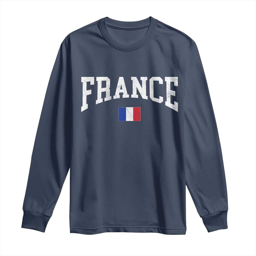 France Sports Throwback Design Vintage French Flag Long Sleeve Shirt TS11 Navy Print Your Wear