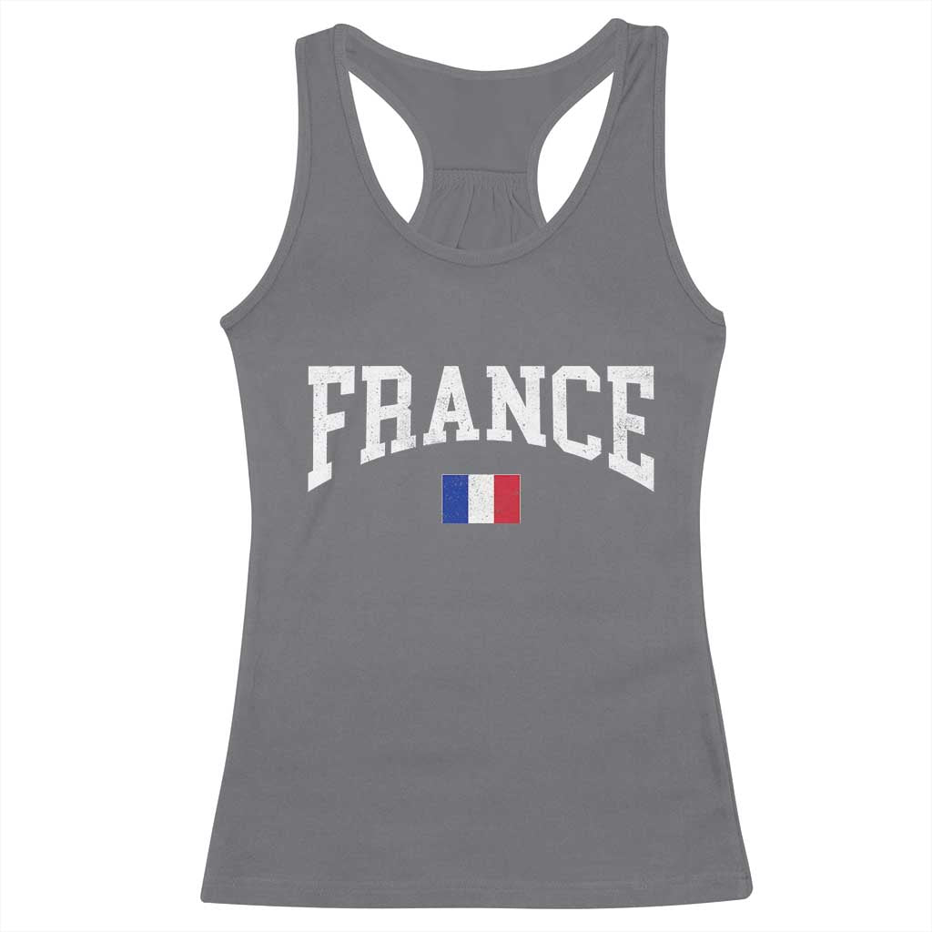France Sports Throwback Design Vintage French Flag Racerback Tank Top TS11 Charcoal Print Your Wear