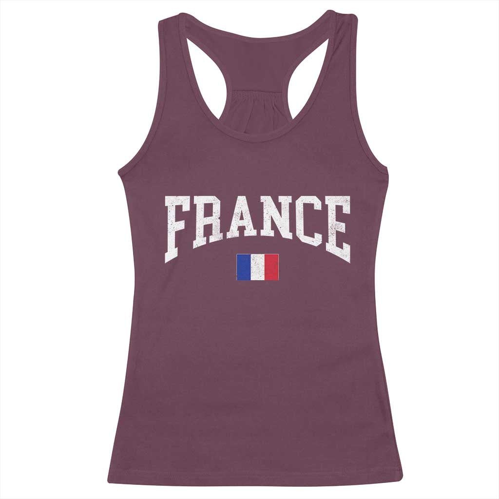France Sports Throwback Design Vintage French Flag Racerback Tank Top TS11 Maroon Print Your Wear
