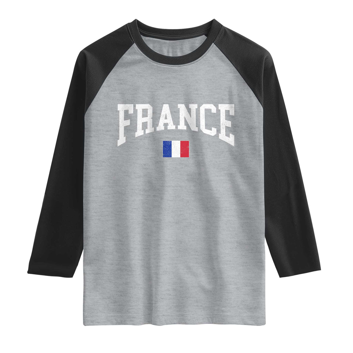 France Sports Throwback Design Vintage French Flag Raglan Shirt TS11 Heather Gray Black Print Your Wear