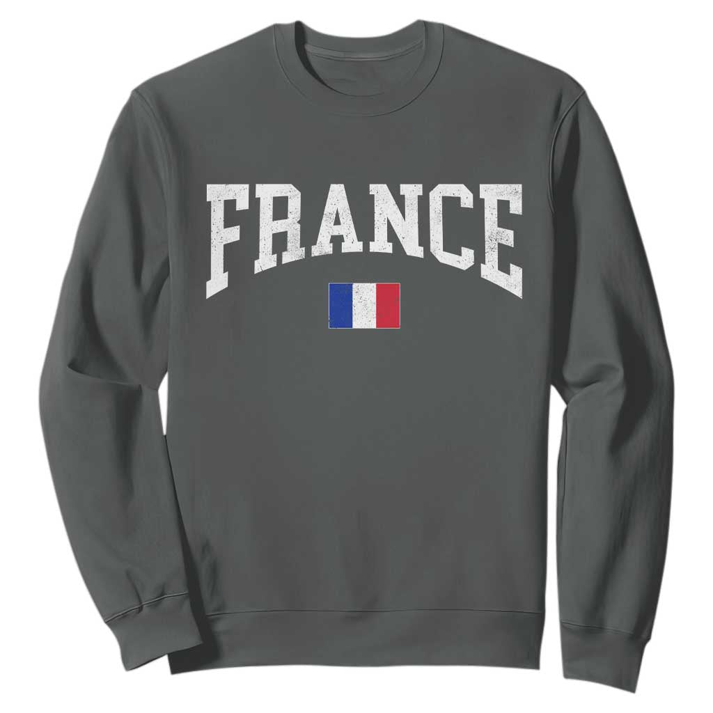 France Sports Throwback Design Vintage French Flag Sweatshirt TS11 Dark Heather Print Your Wear