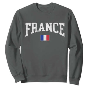 France Sports Throwback Design Vintage French Flag Sweatshirt TS11 Dark Heather Print Your Wear