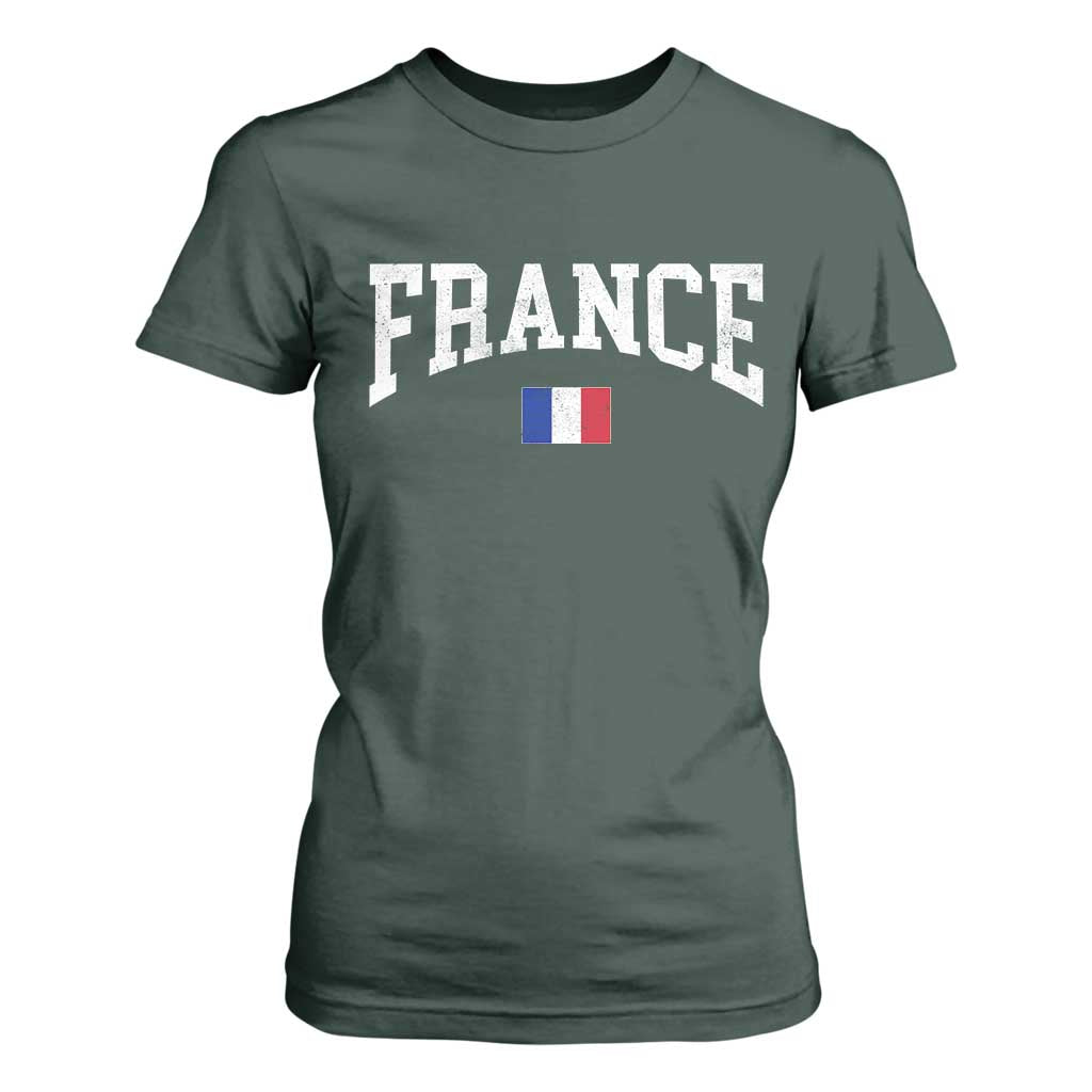 France Sports Throwback Design Vintage French Flag T Shirt For Women TS11 Dark Forest Green Print Your Wear