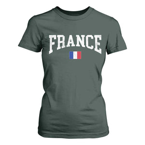 France Sports Throwback Design Vintage French Flag T Shirt For Women TS11 Dark Forest Green Print Your Wear