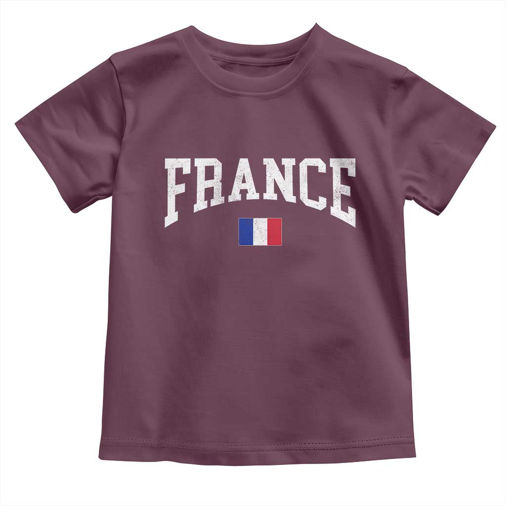 France Sports Throwback Design Vintage French Flag Toddler T Shirt TS11 Maroon Print Your Wear
