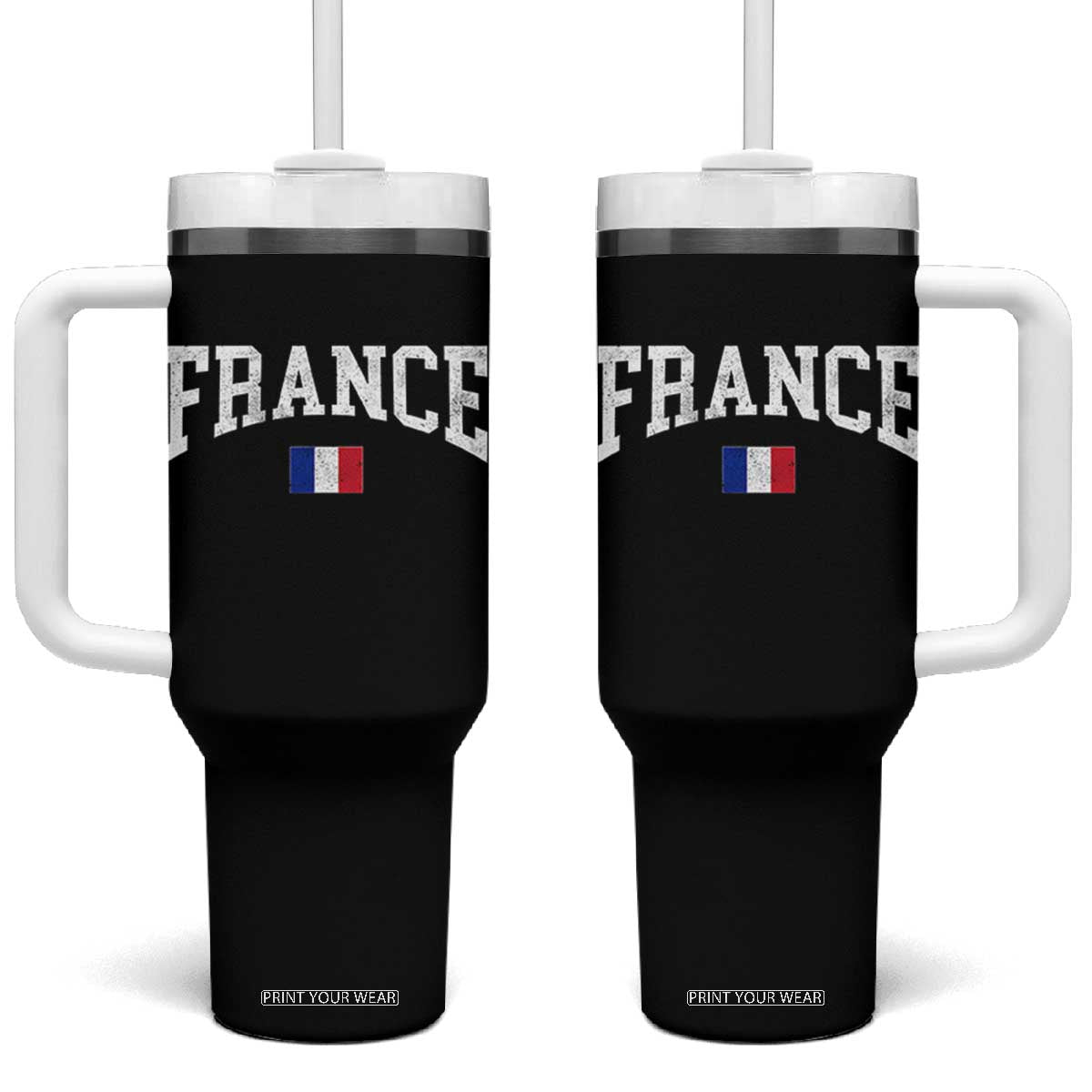 France Sports Throwback Design Vintage French Flag Tumbler With Handle TS11 One Size: 40 oz Black Print Your Wear
