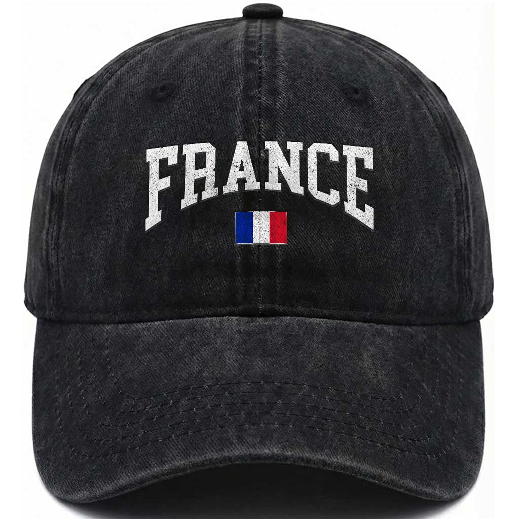 France Sports Throwback Design Vintage French Flag Washed Cotton Baseball Cap TS11 Print Your Wear