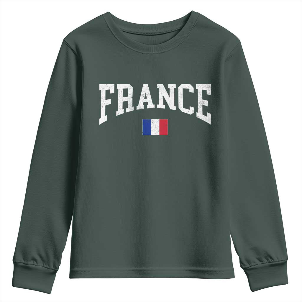France Sports Throwback Design Vintage French Flag Youth Sweatshirt TS11 Dark Forest Green Print Your Wear