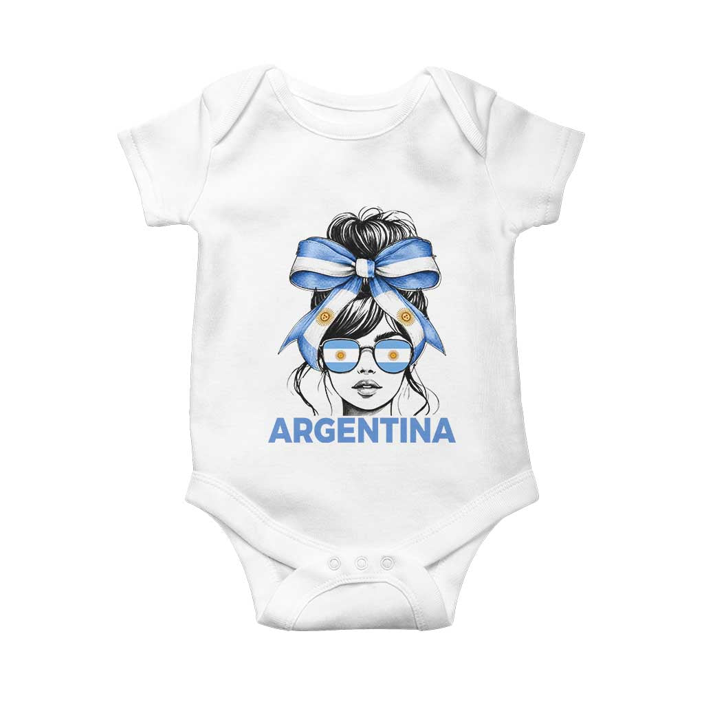 Messy Bun Argentina Pride Argentinian Girl Baby Onesie
