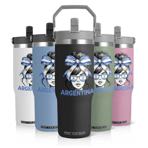 Messy Bun Argentina Pride Argentinian Girl Flip Straw Tumbler TS11 Print Your Wear