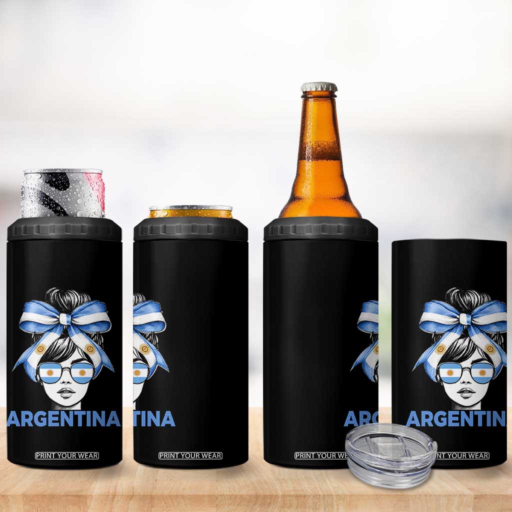 Messy Bun Argentina Pride Argentinian Girl 4 in 1 Can Cooler Tumbler TS11 Print Your Wear