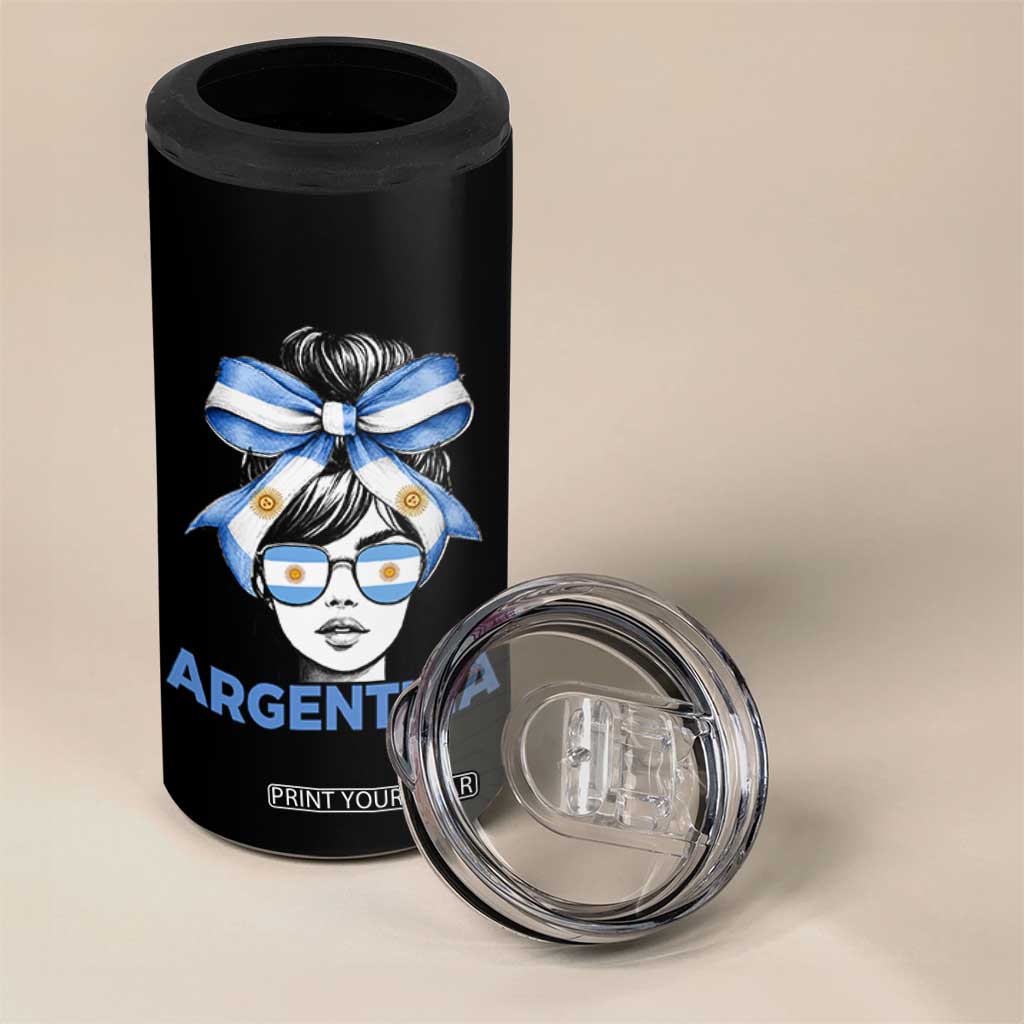 Messy Bun Argentina Pride Argentinian Girl 4 in 1 Can Cooler Tumbler TS11 Print Your Wear