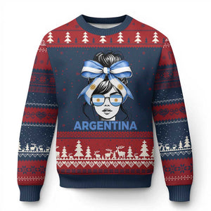 Messy Bun Argentina Pride Argentinian Girl Ugly Christmas Sweater