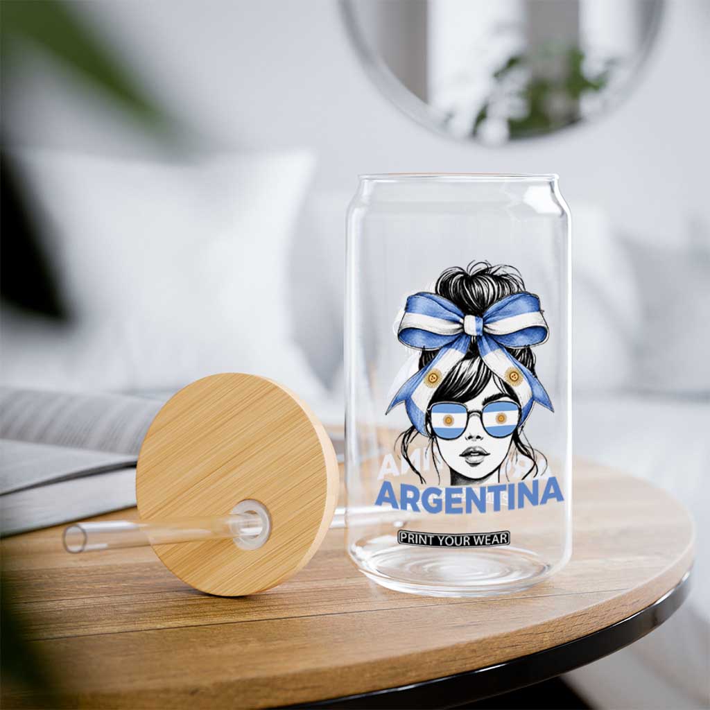 Messy Bun Argentina Pride Argentinian Girl Glass Can TS11 Print Your Wear
