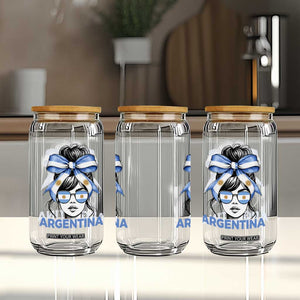 Messy Bun Argentina Pride Argentinian Girl Glass Can TS11 Print Your Wear