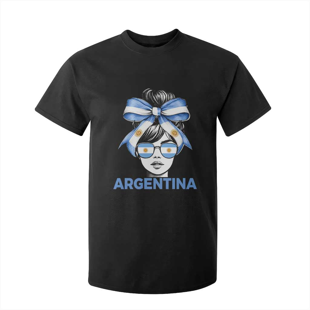Messy Bun Argentina Pride Argentinian Girl T Shirt For Kid