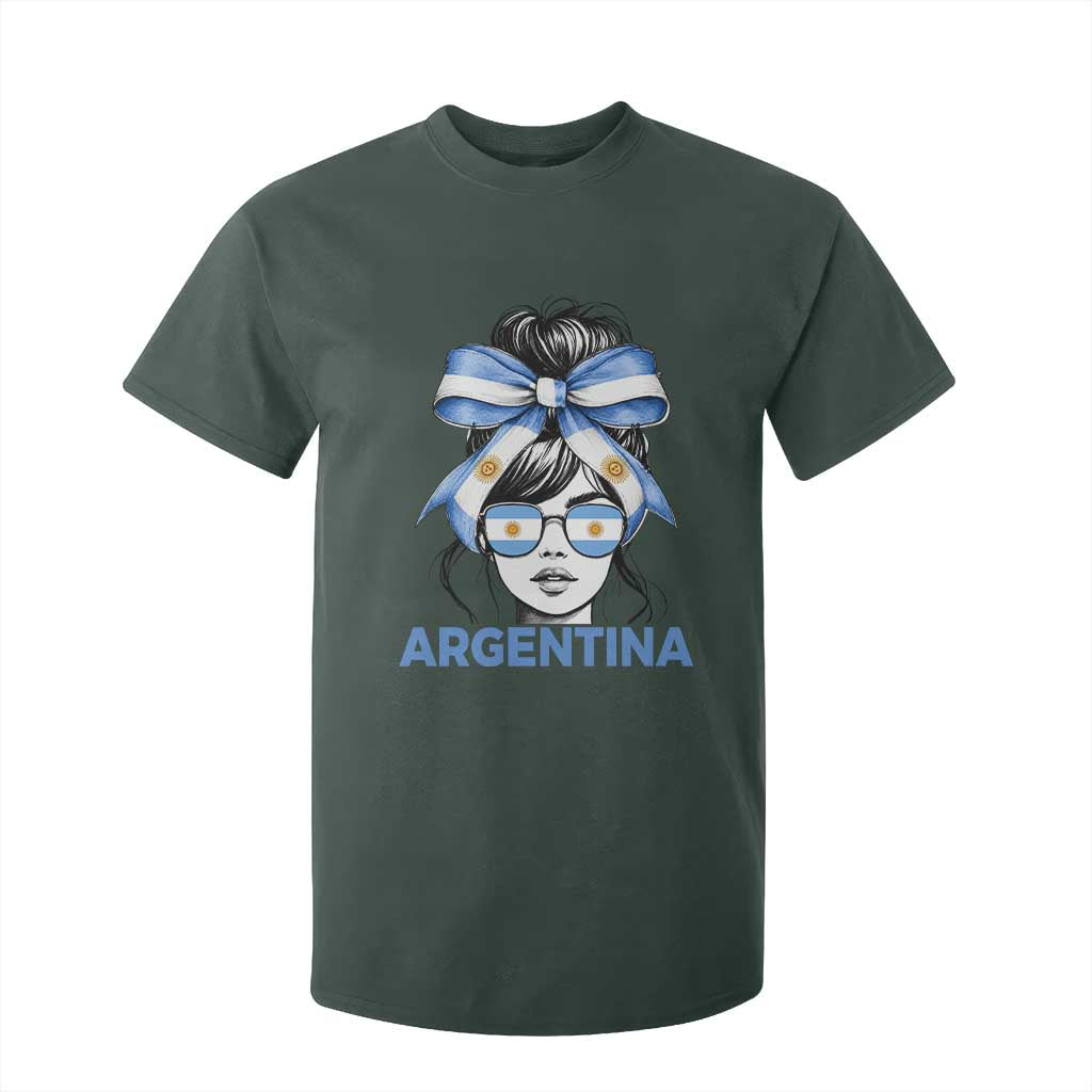 Messy Bun Argentina Pride Argentinian Girl T Shirt For Kid