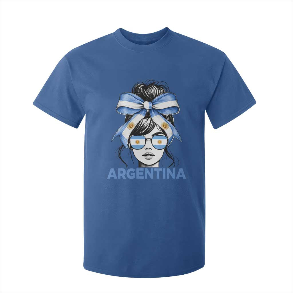 Messy Bun Argentina Pride Argentinian Girl T Shirt For Kid