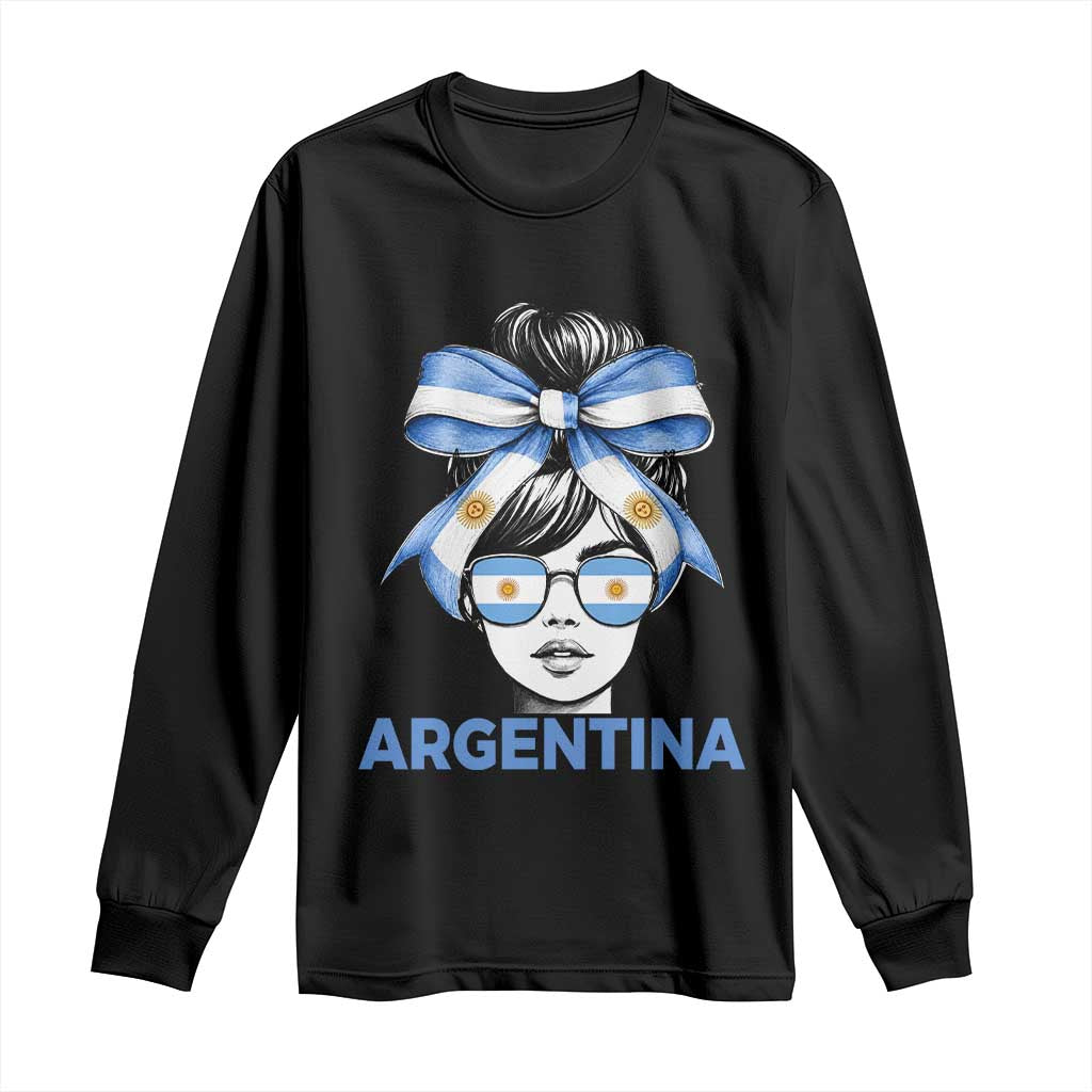 Messy Bun Argentina Pride Argentinian Girl Long Sleeve Shirt