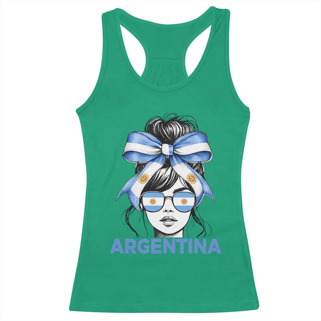 Messy Bun Argentina Pride Argentinian Girl Racerback Tank Top TS11 Irish Green Print Your Wear