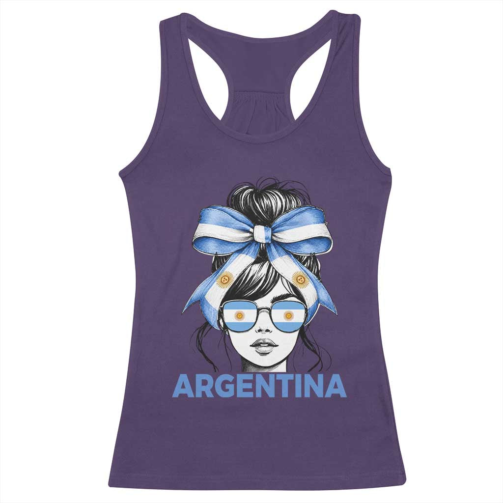 Messy Bun Argentina Pride Argentinian Girl Racerback Tank Top TS11 Purple Print Your Wear