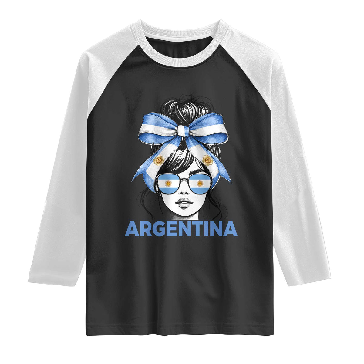 Messy Bun Argentina Pride Argentinian Girl Raglan Shirt