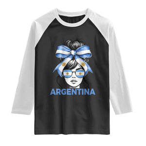 Messy Bun Argentina Pride Argentinian Girl Raglan Shirt
