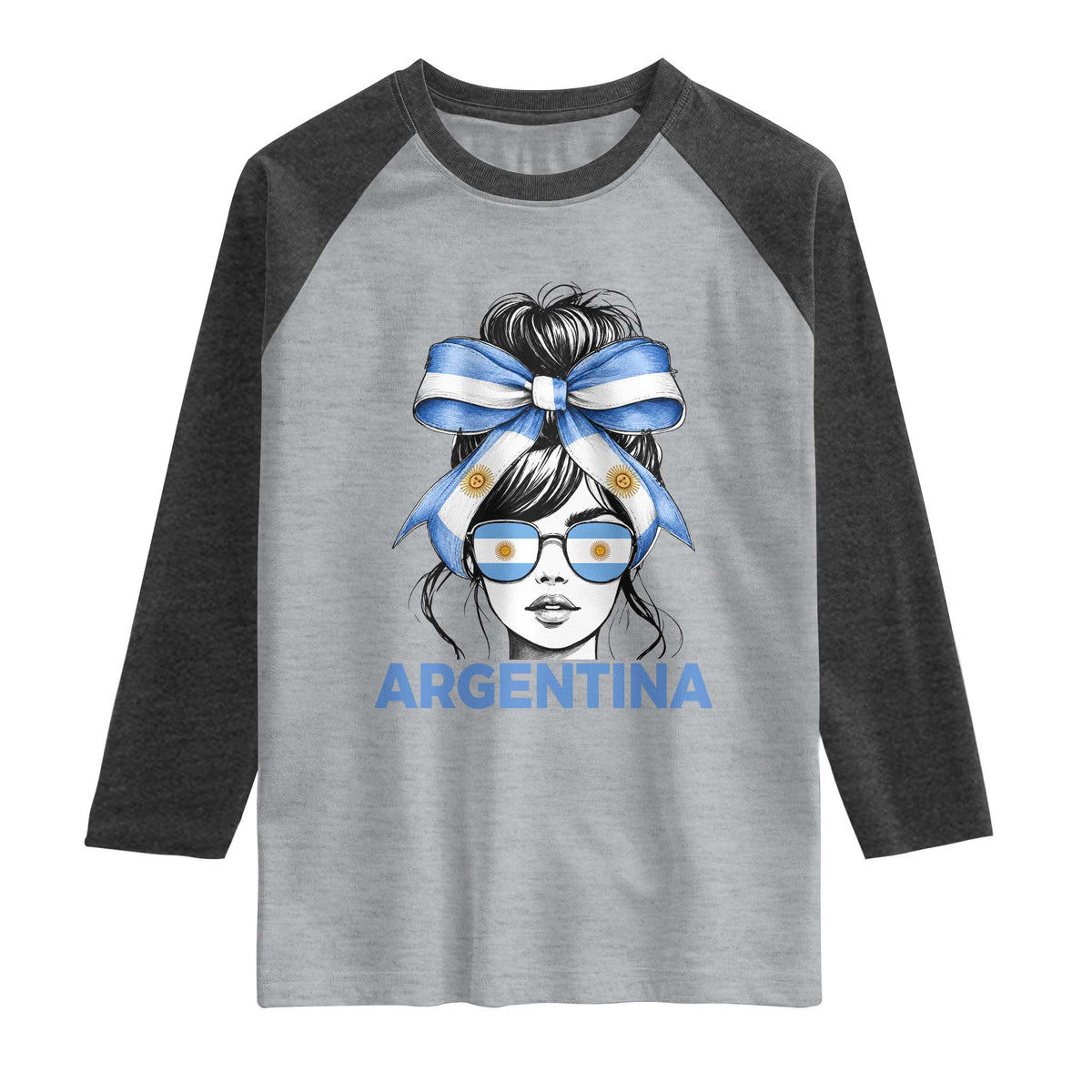 Messy Bun Argentina Pride Argentinian Girl Raglan Shirt