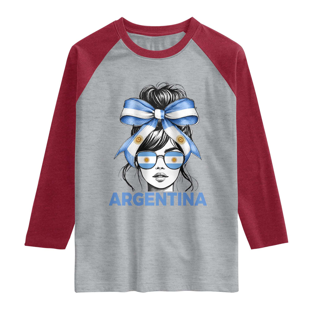 Messy Bun Argentina Pride Argentinian Girl Raglan Shirt