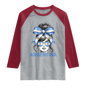 Messy Bun Argentina Pride Argentinian Girl Raglan Shirt