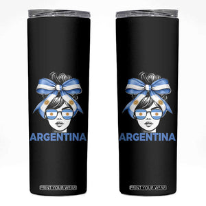 Messy Bun Argentina Pride Argentinian Girl Skinny Tumbler TS11 Black Print Your Wear