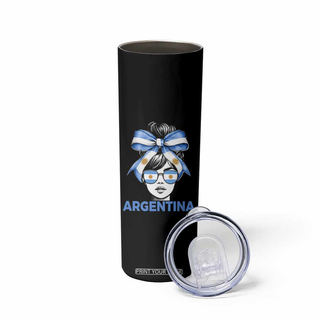 Messy Bun Argentina Pride Argentinian Girl Skinny Tumbler TS11 Print Your Wear