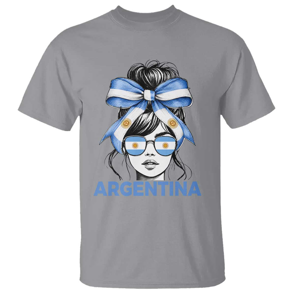 Messy Bun Argentina Pride Argentinian Girl T Shirt TS11 Sport Gray Print Your Wear