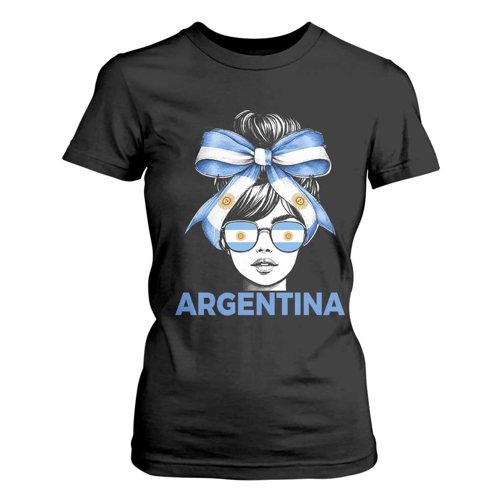 Messy Bun Argentina Pride Argentinian Girl T Shirt For Women TS11 Black Print Your Wear