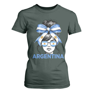 Messy Bun Argentina Pride Argentinian Girl T Shirt For Women TS11 Dark Forest Green Print Your Wear