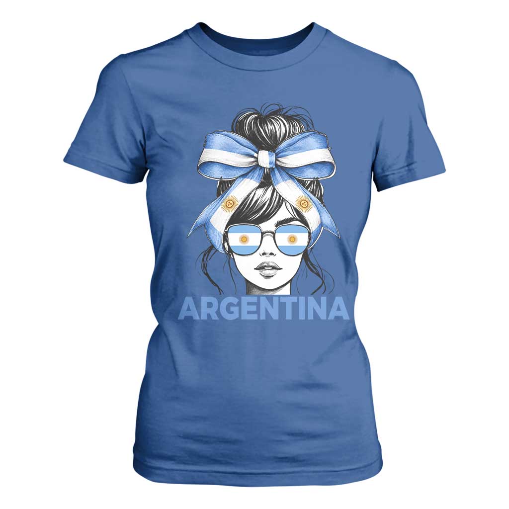 Messy Bun Argentina Pride Argentinian Girl T Shirt For Women TS11 Royal Blue Print Your Wear