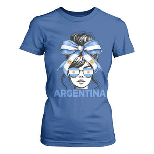 Messy Bun Argentina Pride Argentinian Girl T Shirt For Women TS11 Royal Blue Print Your Wear