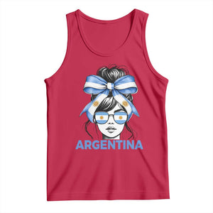 Messy Bun Argentina Pride Argentinian Girl Tank Top