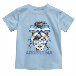 Messy Bun Argentina Pride Argentinian Girl Toddler T Shirt TS11 Light Blue Print Your Wear