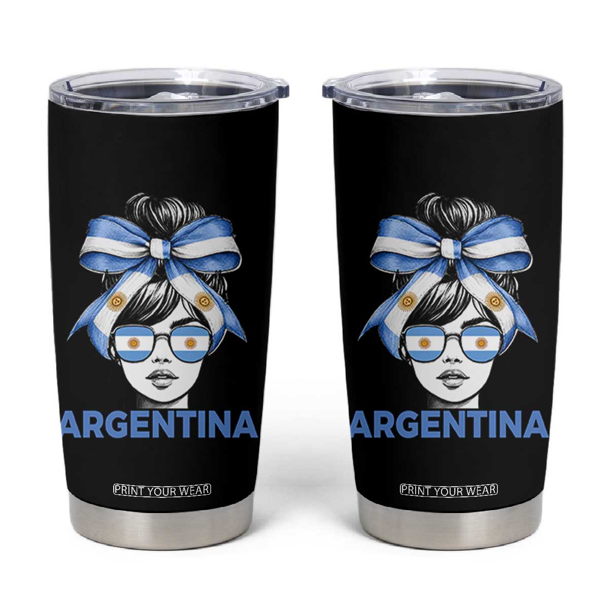 Messy Bun Argentina Pride Argentinian Girl Tumbler Cup TS11 Black Print Your Wear