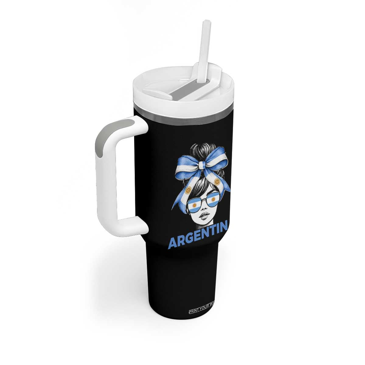 Messy Bun Argentina Pride Argentinian Girl Tumbler With Handle TS11 Print Your Wear