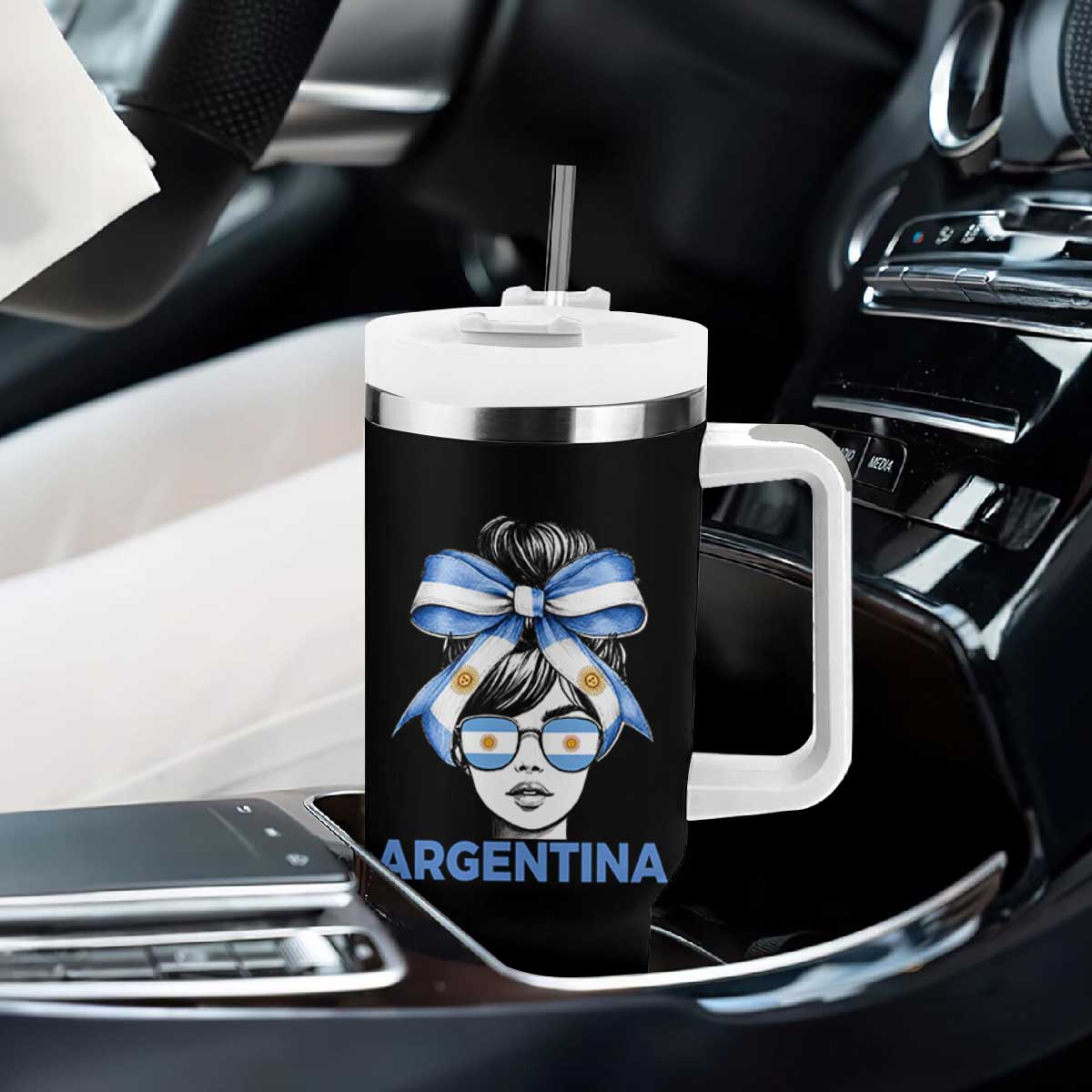 Messy Bun Argentina Pride Argentinian Girl Tumbler With Handle TS11 Print Your Wear
