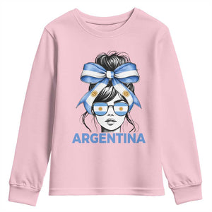 Messy Bun Argentina Pride Argentinian Girl Youth Sweatshirt TS11 Light Pink Print Your Wear