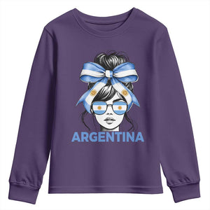 Messy Bun Argentina Pride Argentinian Girl Youth Sweatshirt TS11 Purple Print Your Wear