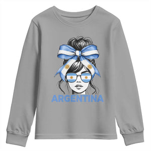 Messy Bun Argentina Pride Argentinian Girl Youth Sweatshirt TS11 Sport Gray Print Your Wear