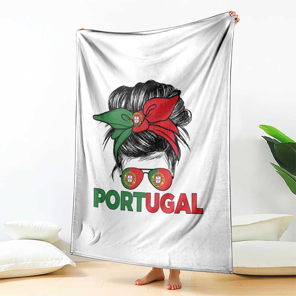Portugal Messy Bun Girl Pride Portuguese Roots Throw Blanket