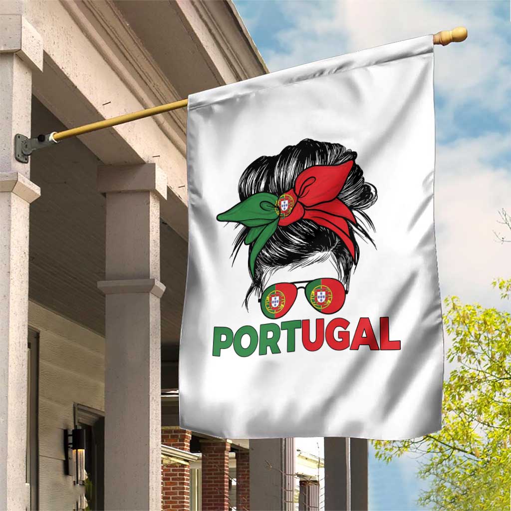 Portugal Messy Bun Girl Pride Portuguese Roots Garden Flag