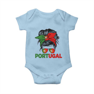 Portugal Messy Bun Girl Pride Portuguese Roots Baby Onesie